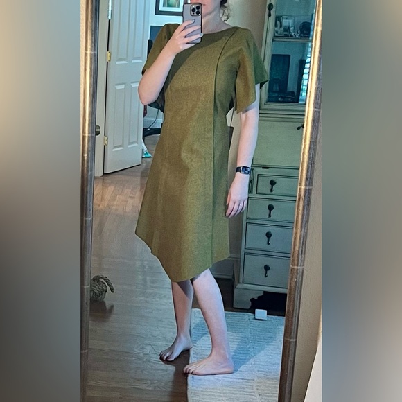 NWT Ioanna Kourbela Green Wool Coat Dress Size Small - Picture 10 of 16